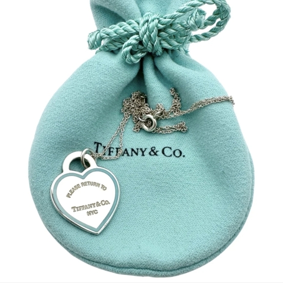 BNIB RARE! Return to Tiffany & Co Sterling Silver Blue Enamel Love Heart Pendent - Picture 11 of 16